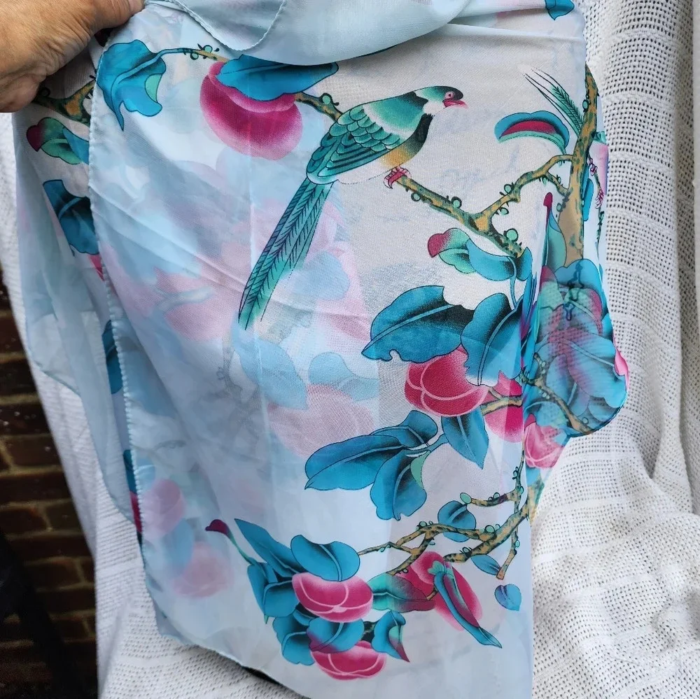 Asian print bird scarf NEW